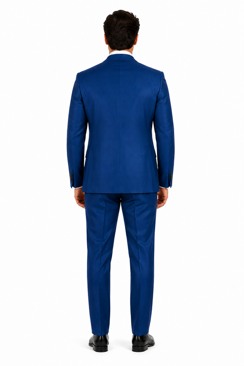 "Blue Sharkskin Business Suit for Men - Two Button Vested Style"