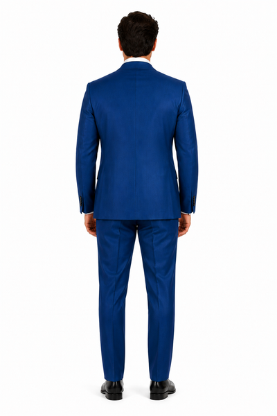 "Blue Sharkskin Business Suit for Men - Two Button Vested Style"