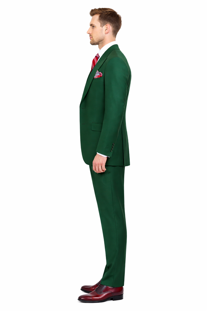 Mens Urban Hunter Green Suit - Double Breasted Vest Pleated Pants-New Designer Collection
