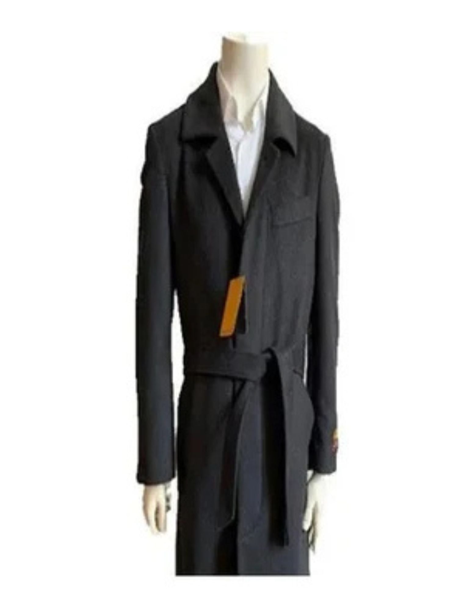 Mens Very Dark Grey Almost Black Overcoat - Full Length Topcoat - Wool Coat - Coat Size 38