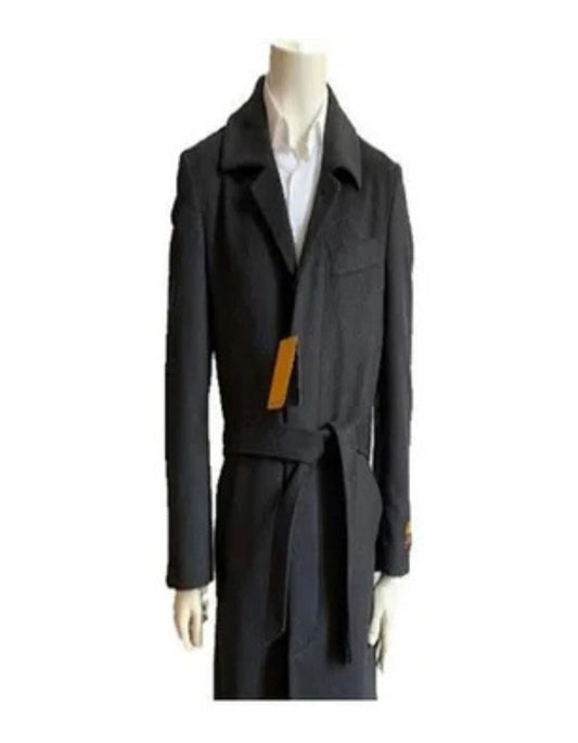 Mens Very Dark Grey Almost Black Overcoat - Full Length Topcoat - Wool Coat