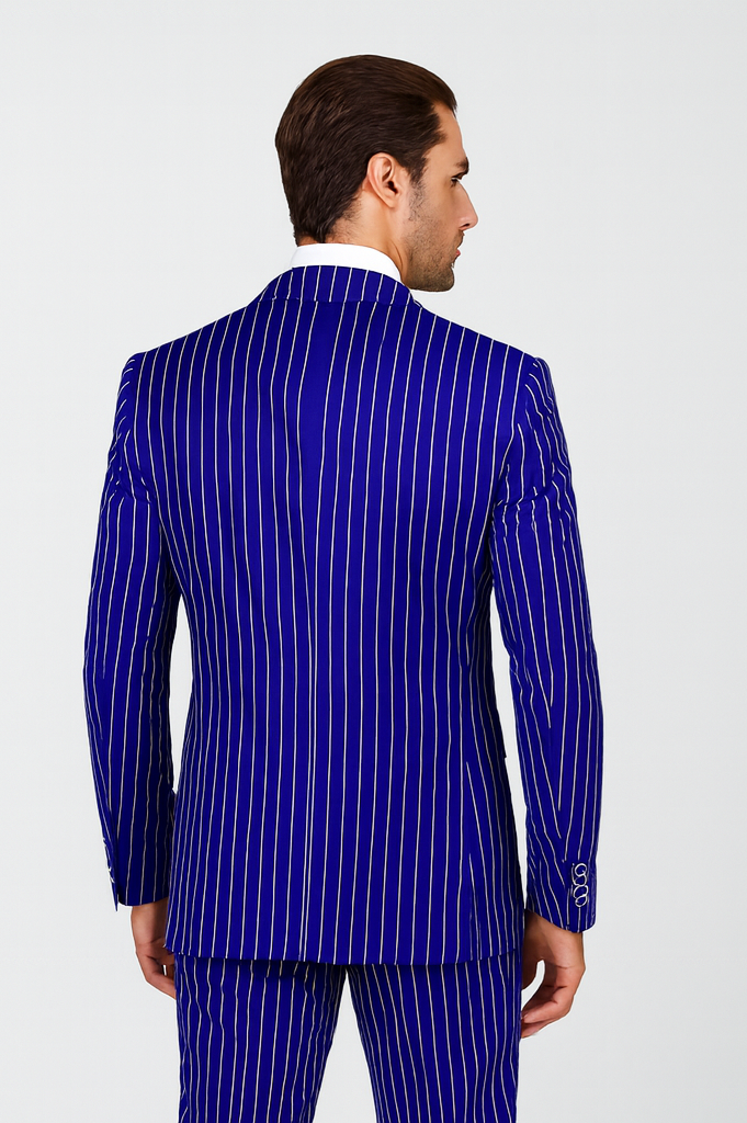 Mens Vested Gangster Pinstripe 1920's Suit in Blue - 36 Short