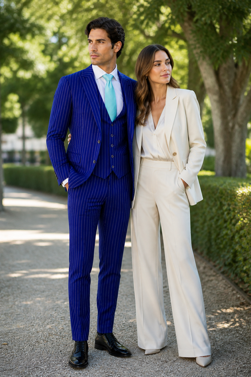 Mens Vested Gangster Pinstripe 1920's Suit in Blue