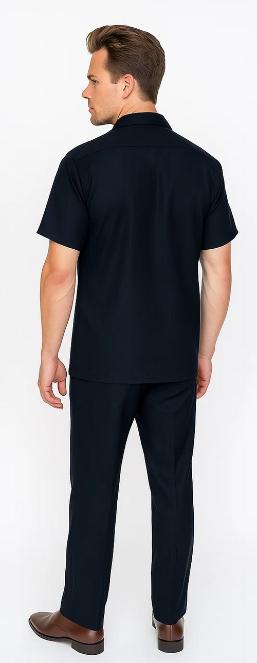 Mens Walking Suit in Color Black leisure suit casual Matching Shirt and Pants $99