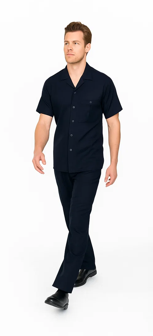 Mens Walking Suit in Color Black leisure suit casual Matching Shirt and Pants $99 - S/30
