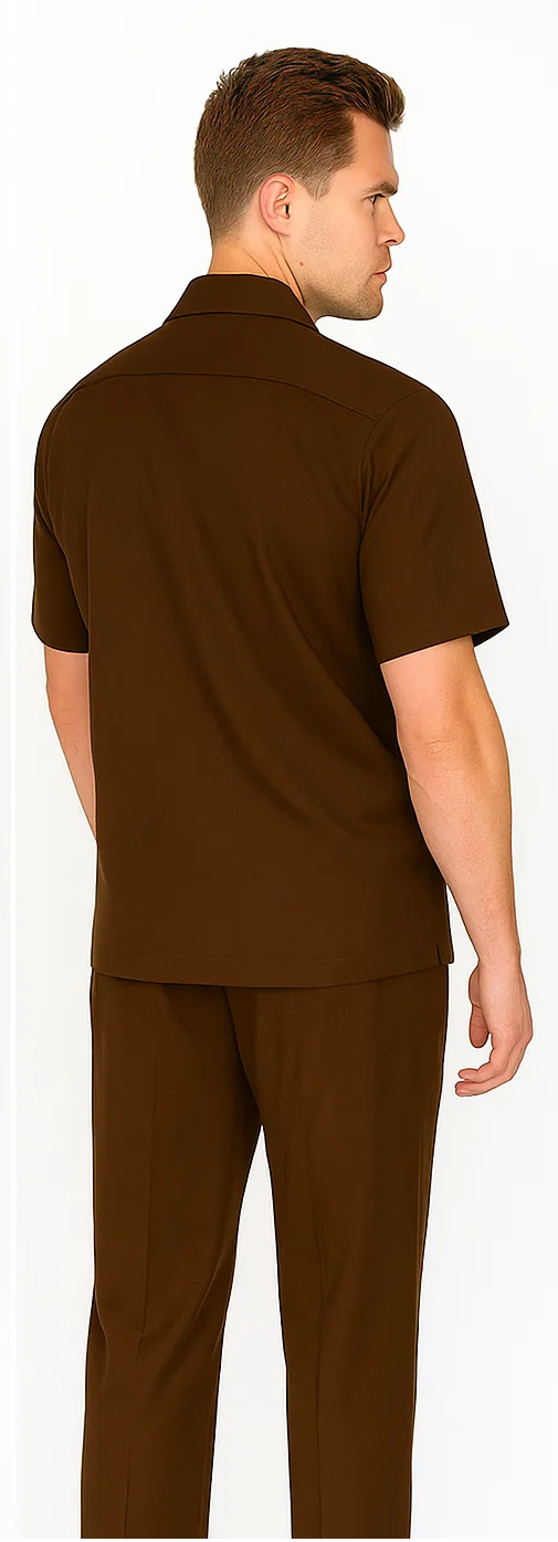 Mens Walking Suit in Color Brown leisure suit casual Matching Shirt and Pants $99 - S/30
