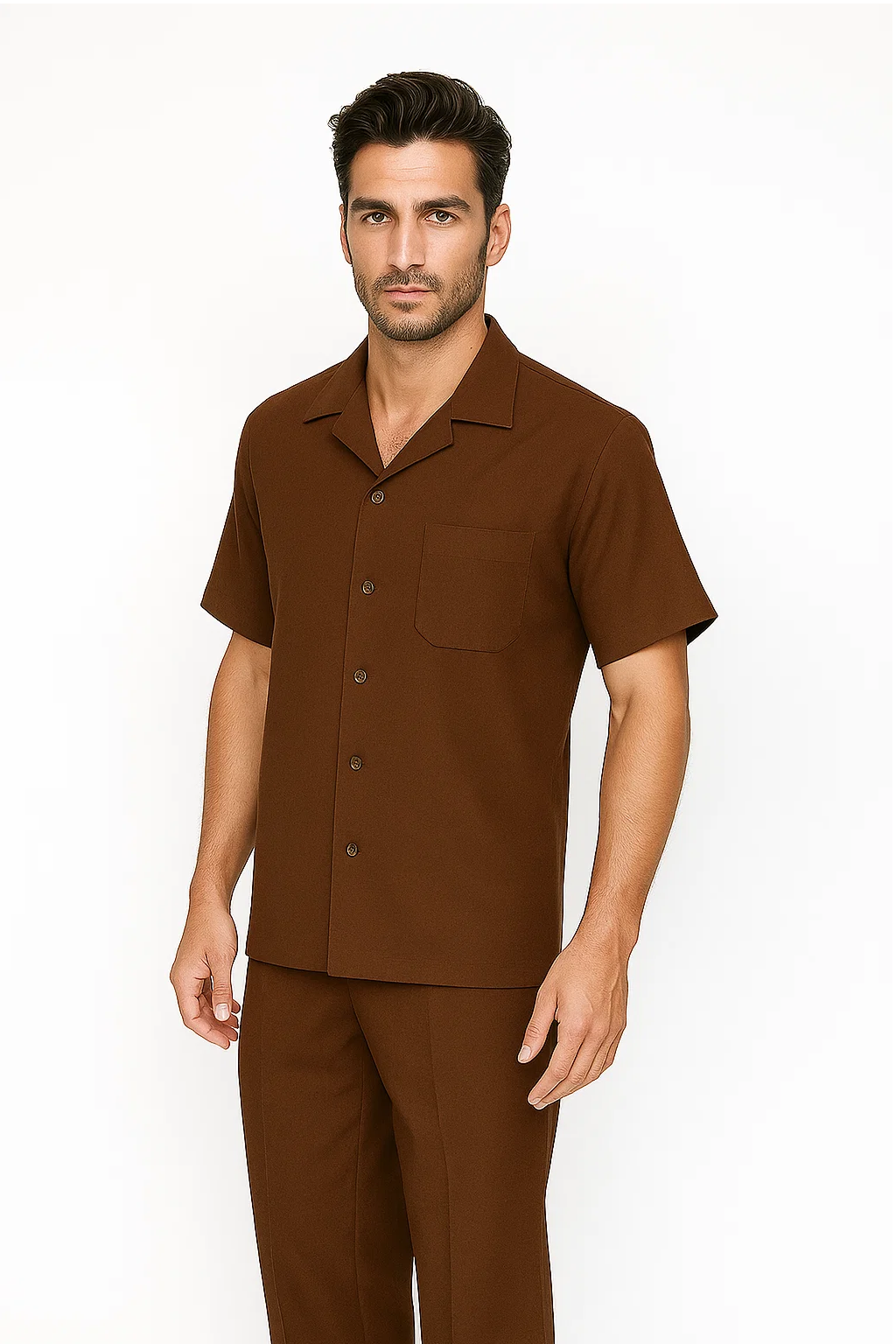 Mens Walking Suit in Color cognac leisure suit casual Matching Shirt and Pants $99 - S/30