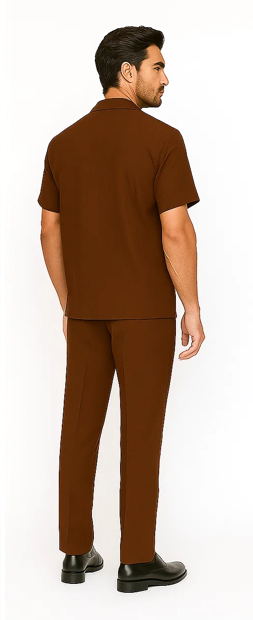 Mens Walking Suit in Color cognac leisure suit casual Matching Shirt and Pants $99 - S/30