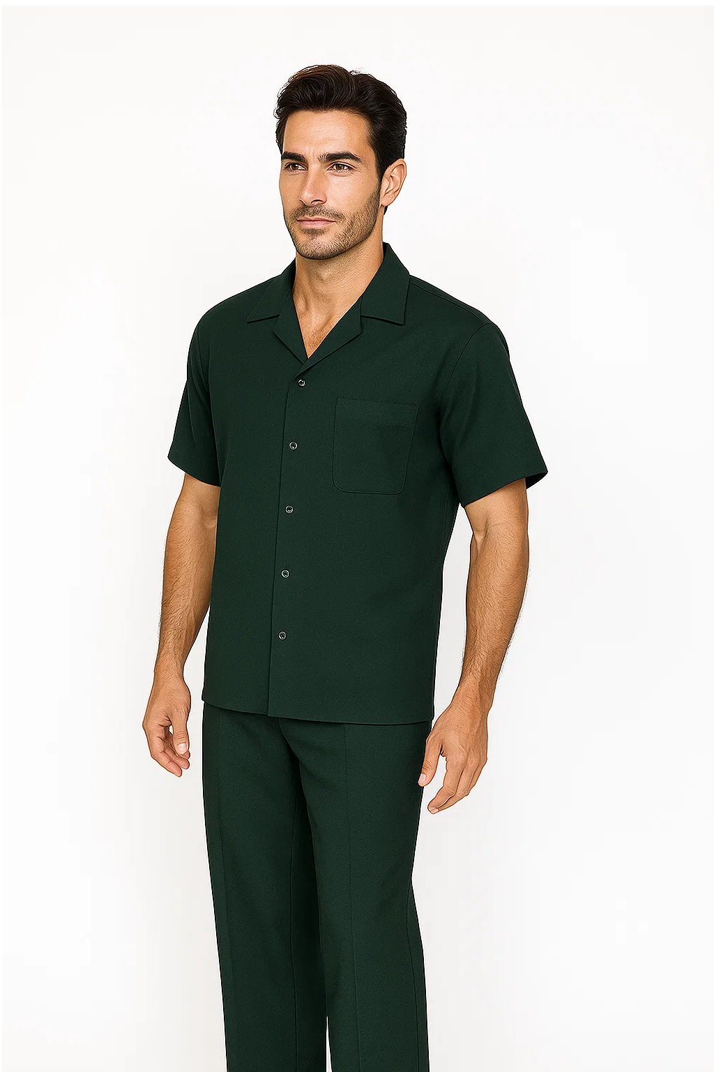 Mens Walking Suit in Color hunter green leisure suit casual Matching Shirt and Pants $99 - S/30