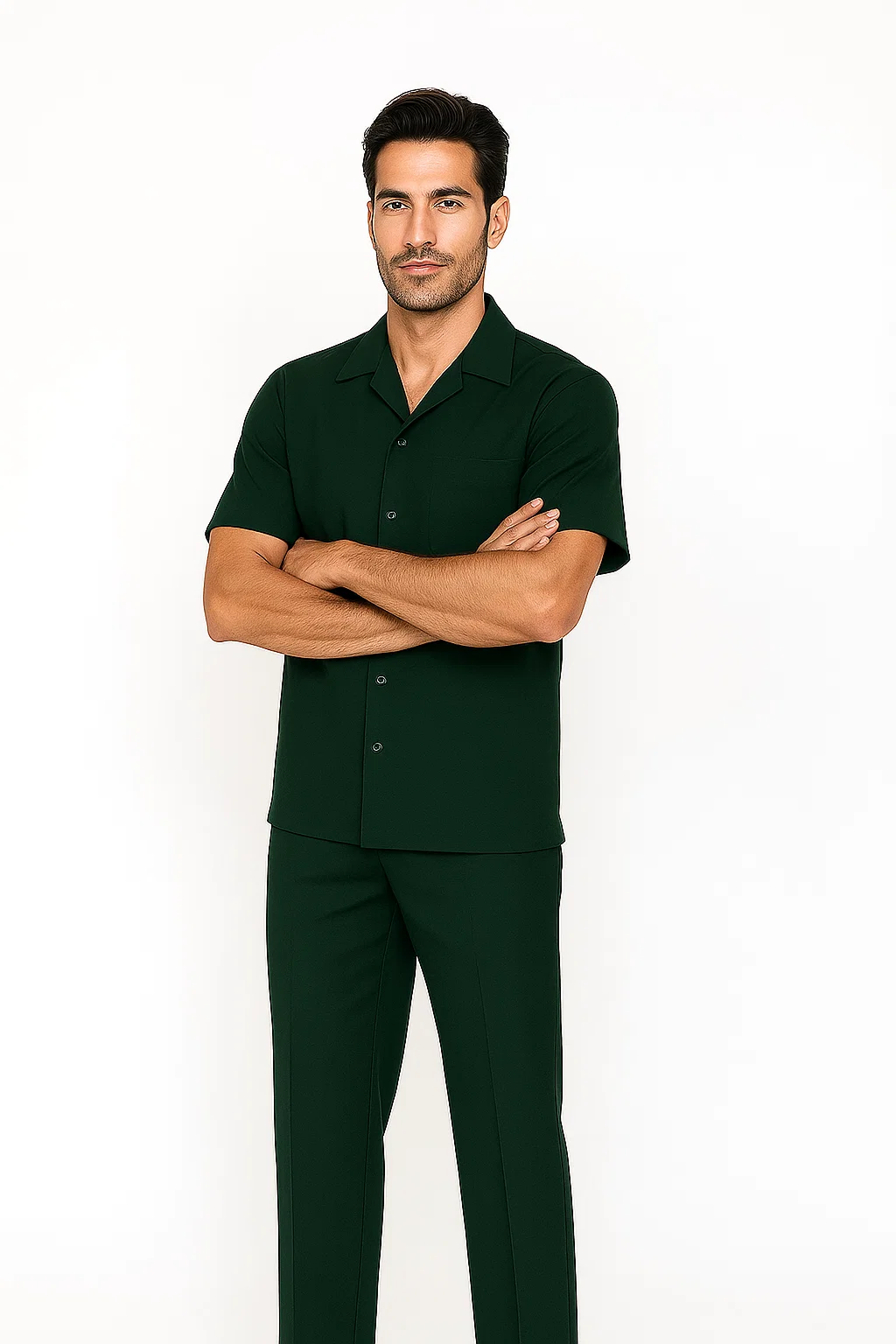 Mens Walking Suit in Color hunter green leisure suit casual Matching Shirt and Pants $99 - S/30