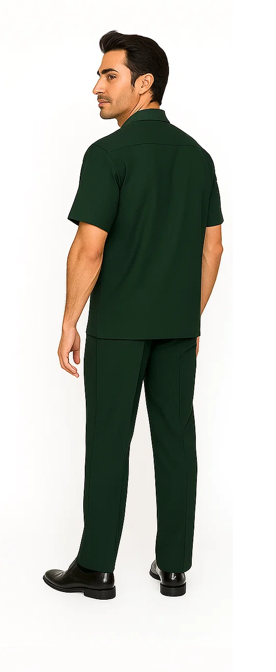 Mens Walking Suit in Color hunter green leisure suit casual Matching Shirt and Pants $99 - S/30