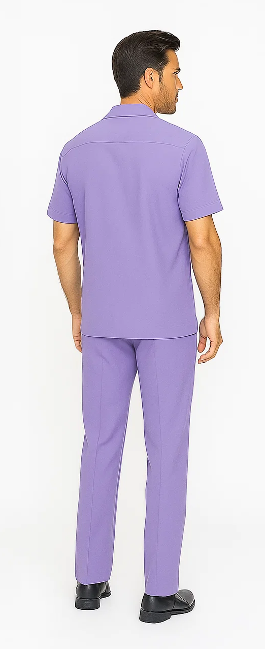 Mens Walking Suit in Color lavender leisure suit casual Matching Shirt and Pants $99 - S/30