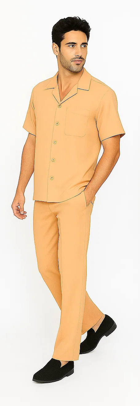 Mens Walking Suit in Color melon leisure suit casual Matching Shirt and Pants $99 - S/30