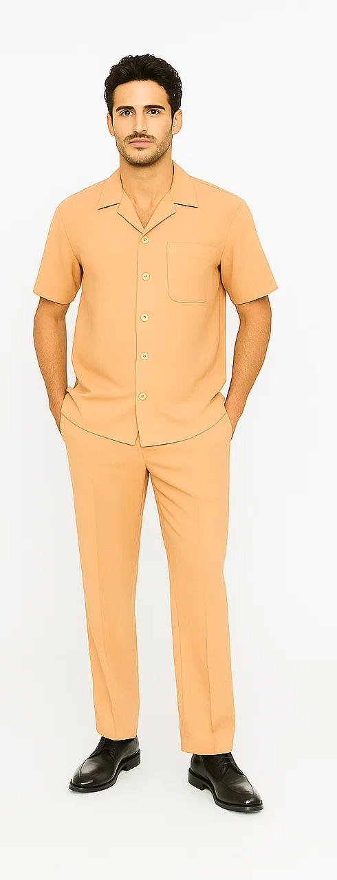 Mens Walking Suit in Color melon leisure suit casual Matching Shirt and Pants $99 - S/30
