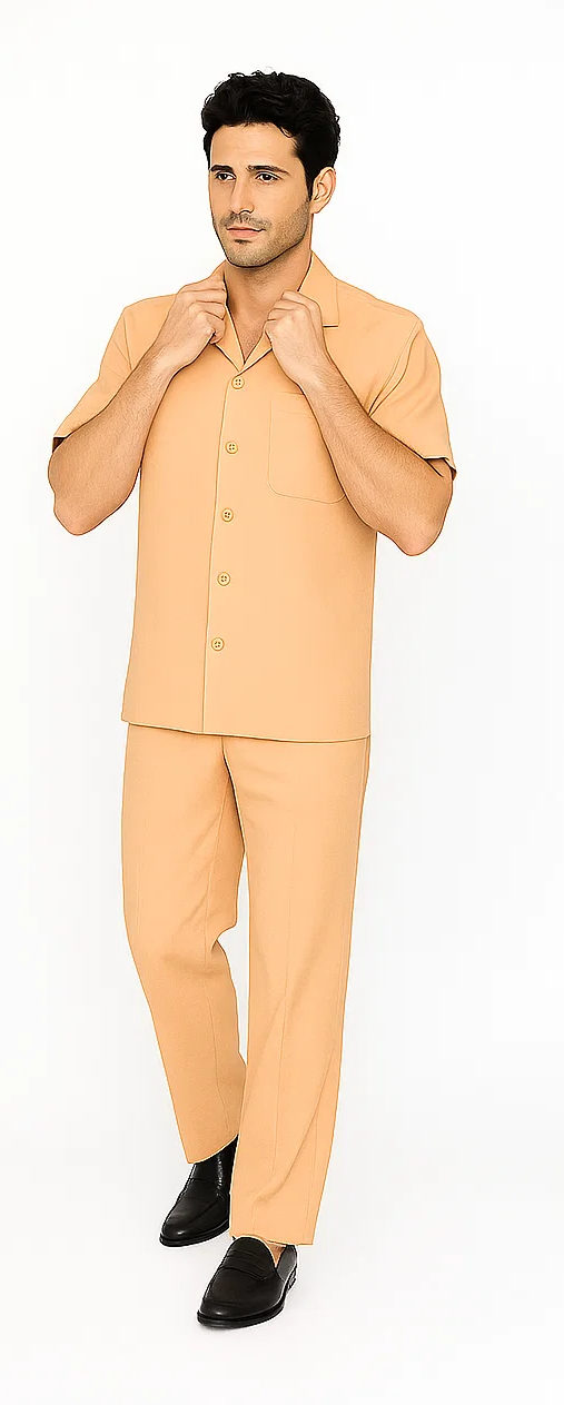 Mens Walking Suit in Color melon leisure suit casual Matching Shirt and Pants $99 - S/30