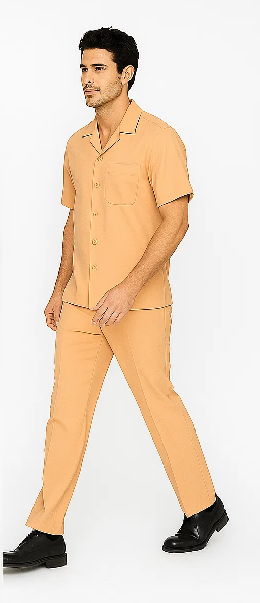 Mens Walking Suit in Color melon leisure suit casual Matching Shirt and Pants $99 - S/30