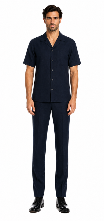 Mens Walking Suit in Color navy leisure suit casual Matching Shirt and Pants $99