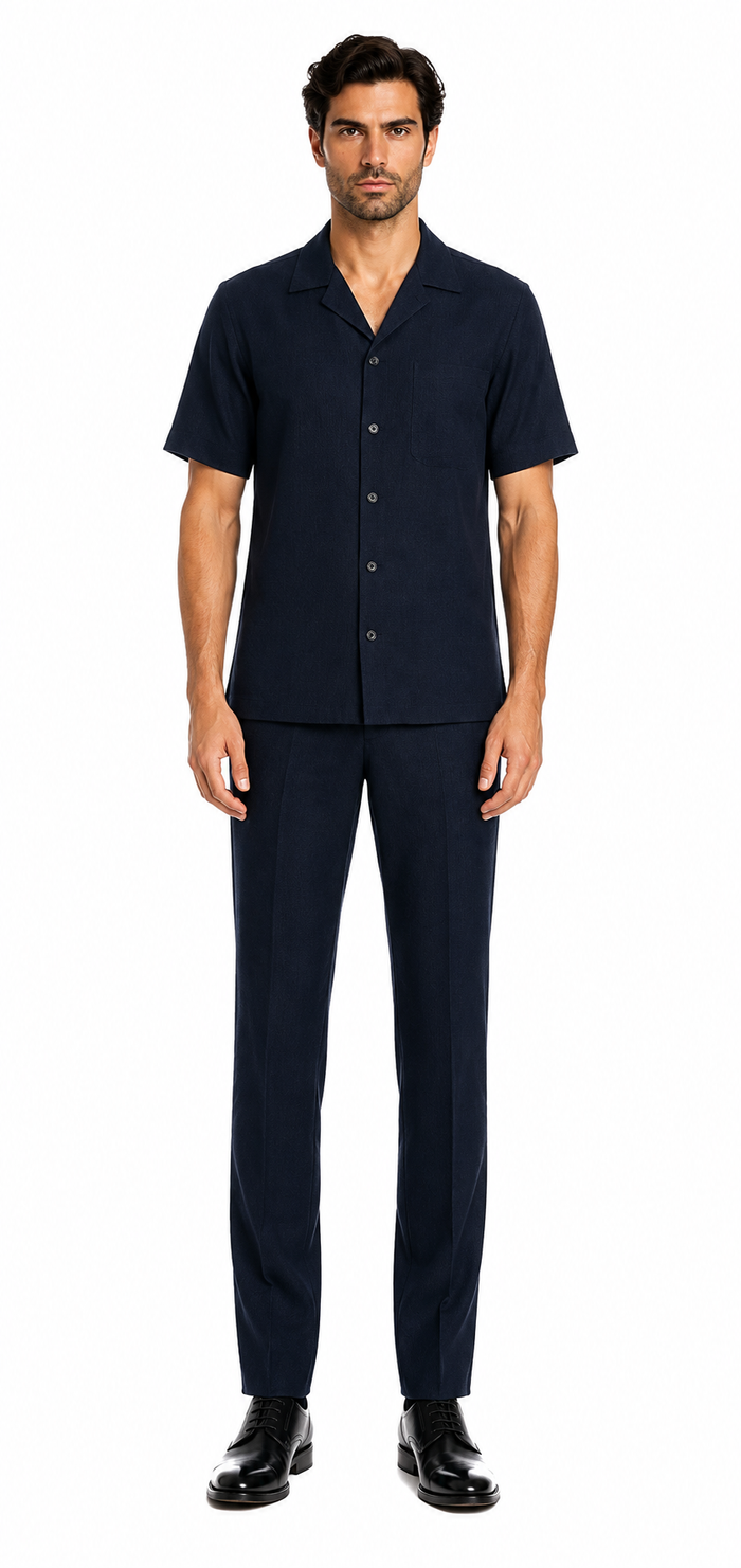 Mens Walking Suit in Color navy leisure suit casual Matching Shirt and Pants $99