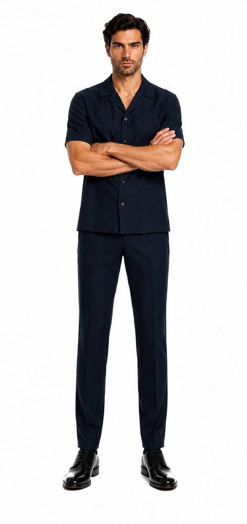 Mens Walking Suit in Color navy leisure suit casual Matching Shirt and Pants $99