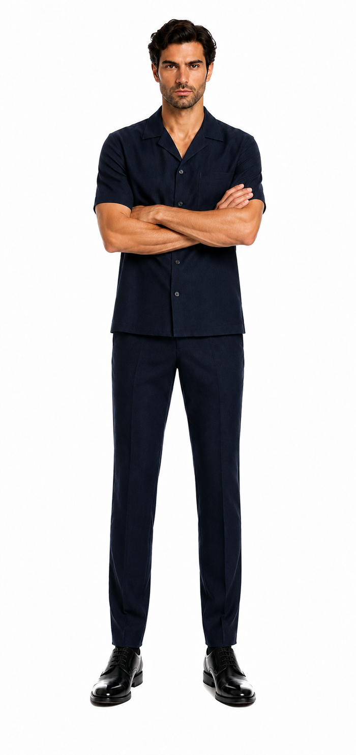 Mens Walking Suit in Color navy leisure suit casual Matching Shirt and Pants $99