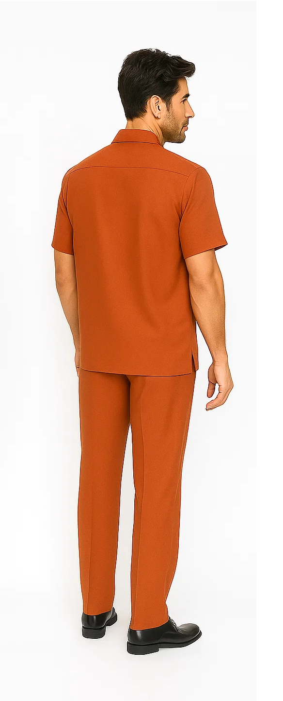 Mens Walking Suit in Color papaya leisure suit casual Matching Shirt and Pants $99 - S/30