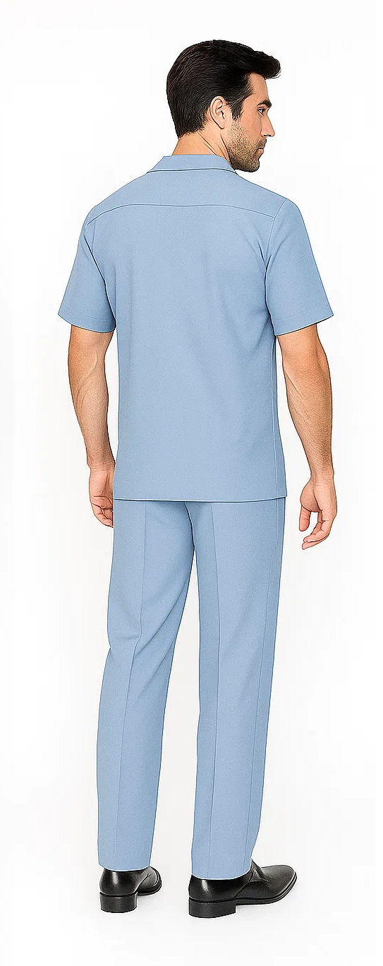 Mens Walking Suit in Color powder blue leisure suit casual Matching Shirt and Pants $99 - S/30