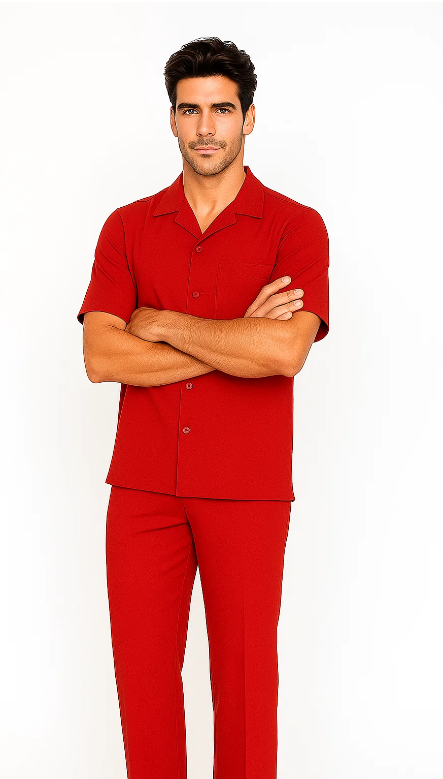 Mens Walking Suit in Color red leisure suit casual Matching Shirt and Pants $99 - S/30