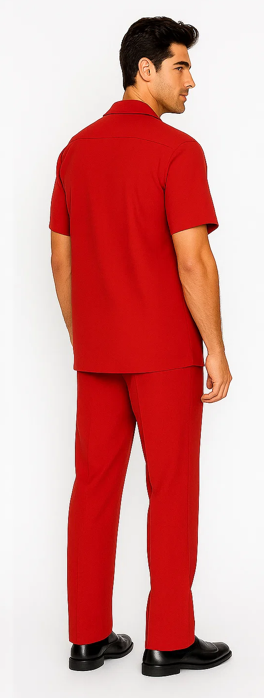 Mens Walking Suit in Color red leisure suit casual Matching Shirt and Pants $99 - S/30