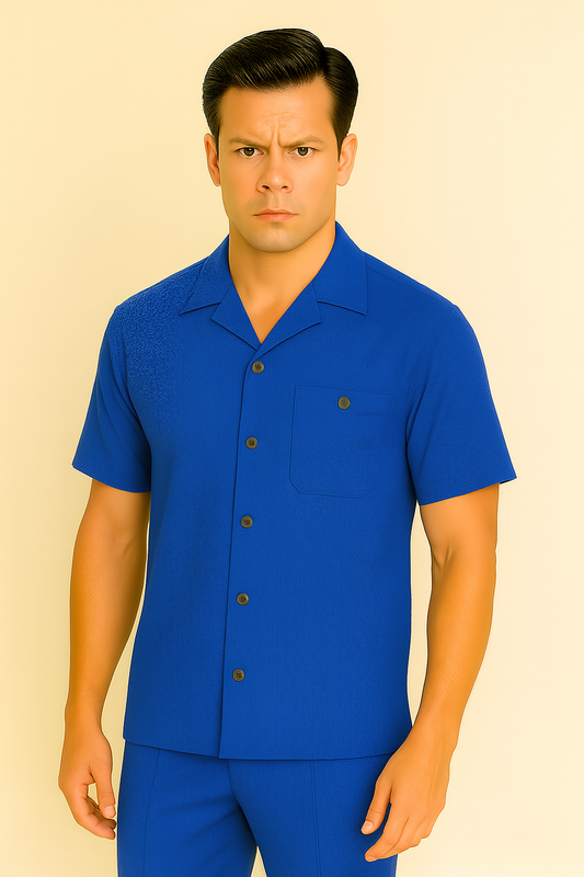 Mens Walking Suit in Color royal blue leisure suit causal Matching Shirt and Pants $99