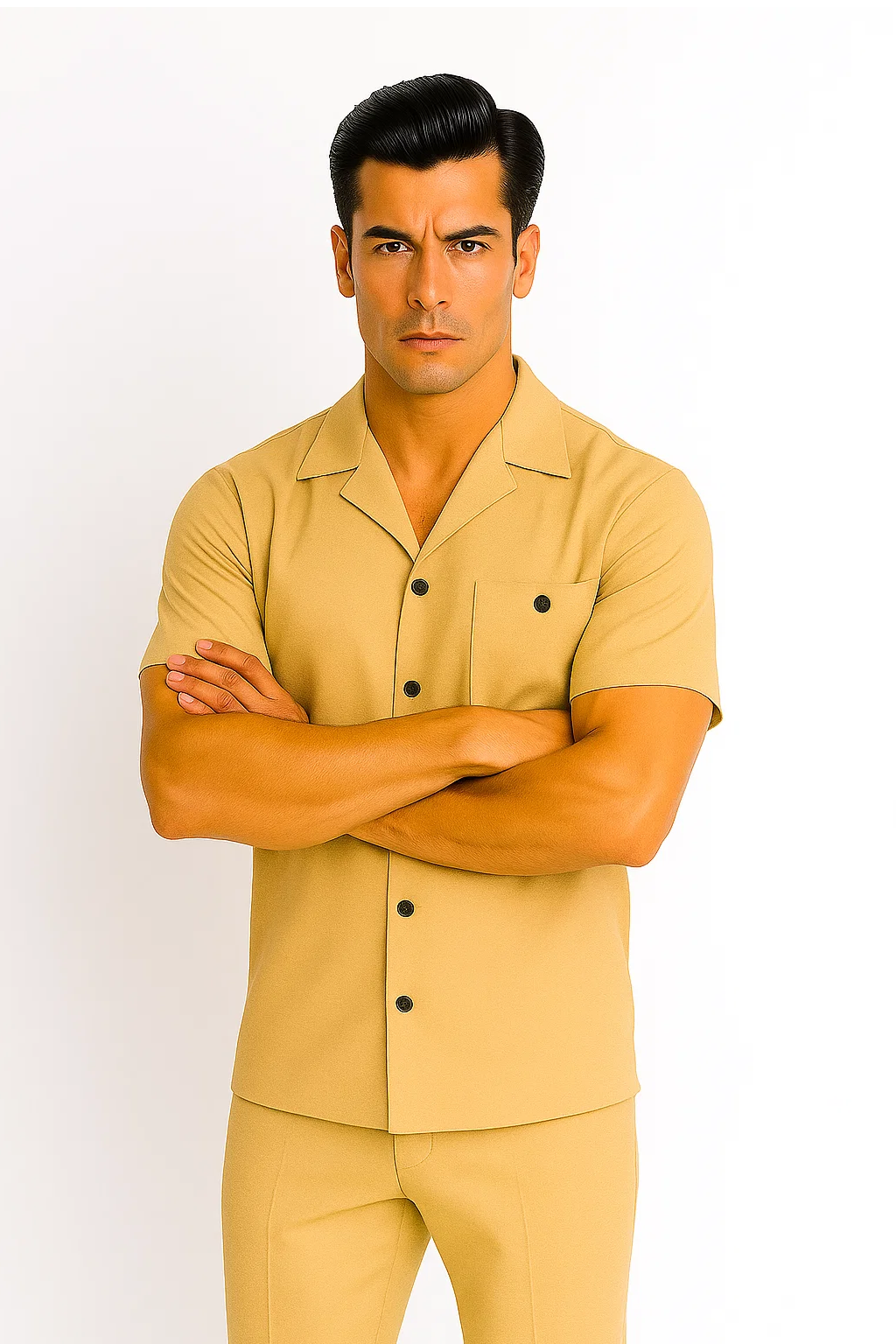 Mens Walking Suit in Color sand leisure suit casual Matching Shirt and Pants $99 - S/30