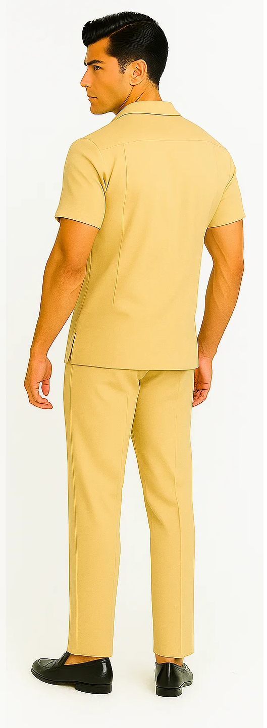 Mens Walking Suit in Color sand leisure suit casual Matching Shirt and Pants $99 - S/30