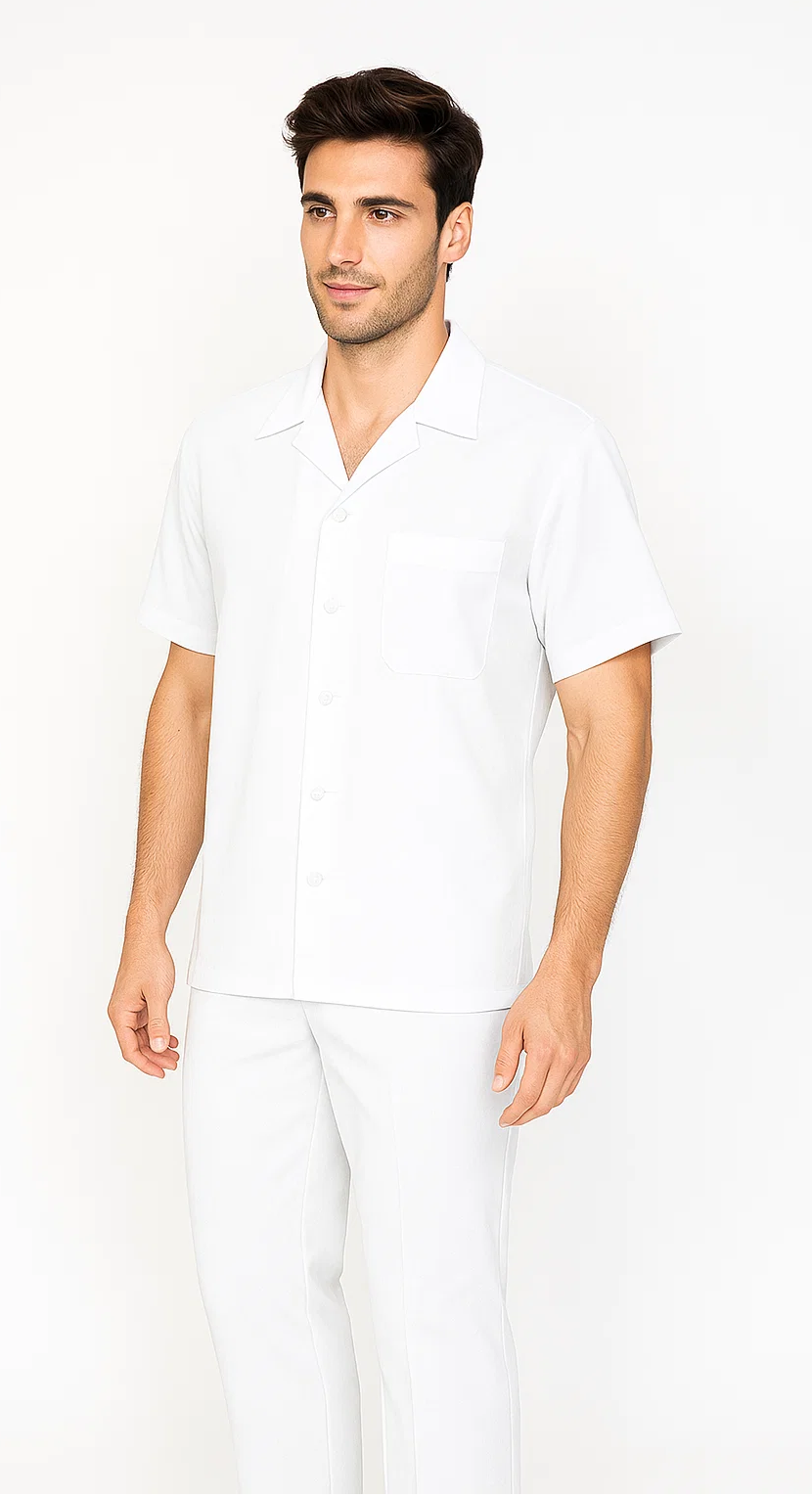 Mens Walking Suit in Color white leisure suit casual Matching Shirt and Pants $99 - S/30
