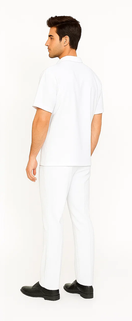 Mens Walking Suit in Color white leisure suit casual Matching Shirt and Pants $99 - S/30