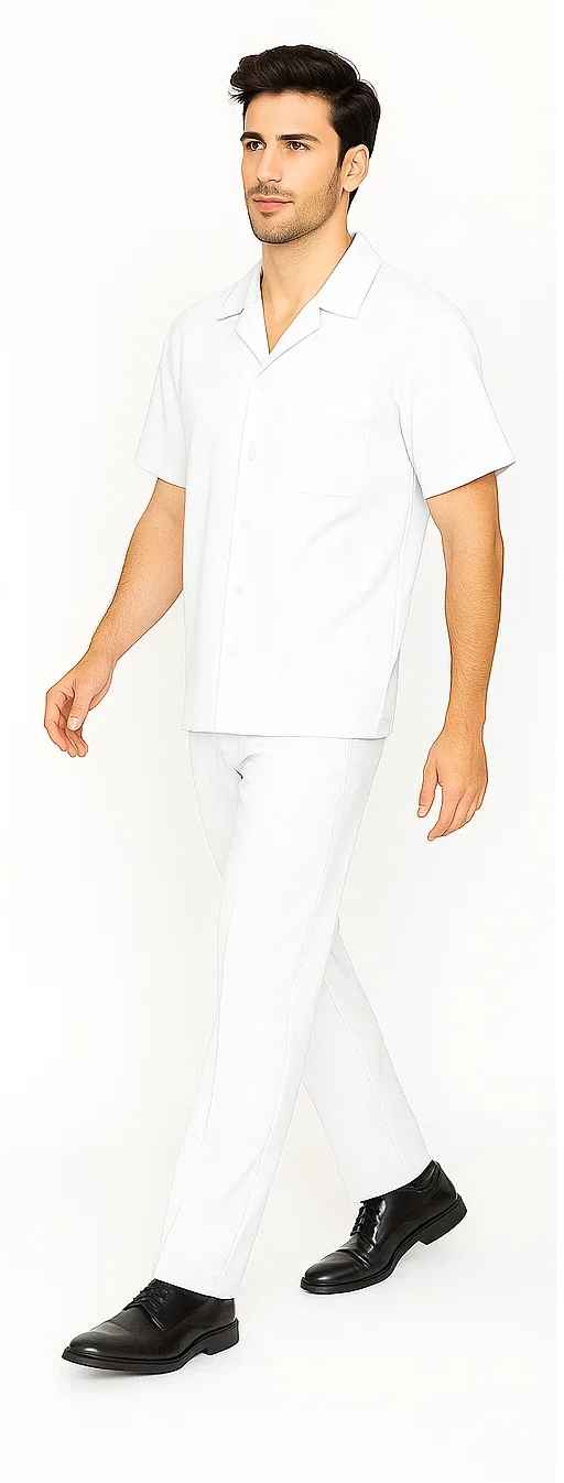 Mens Walking Suit in Color white leisure suit casual Matching Shirt and Pants $99 - S/30