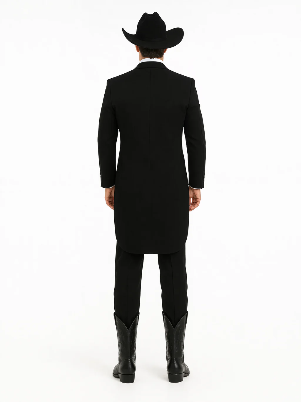 Mens Western Cowboy Tail Tuxedo in Black - 38 Short Jacket+32 Waist Adjustable 28to34)(Height: 5 4 to5 7 )(Neck  15-16.5)S-M)