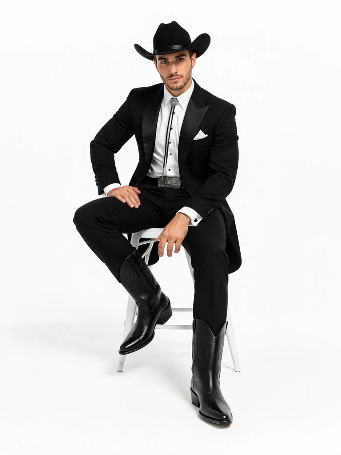 Mens Western Cowboy Tail Tuxedo in Black