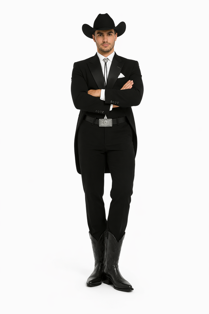 Mens Western Cowboy Tail Tuxedo in Black