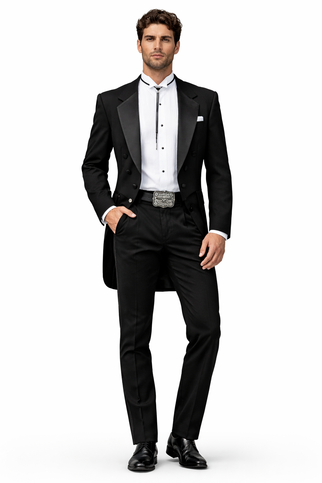 Mens Western Cowboy Tail Tuxedo in Black