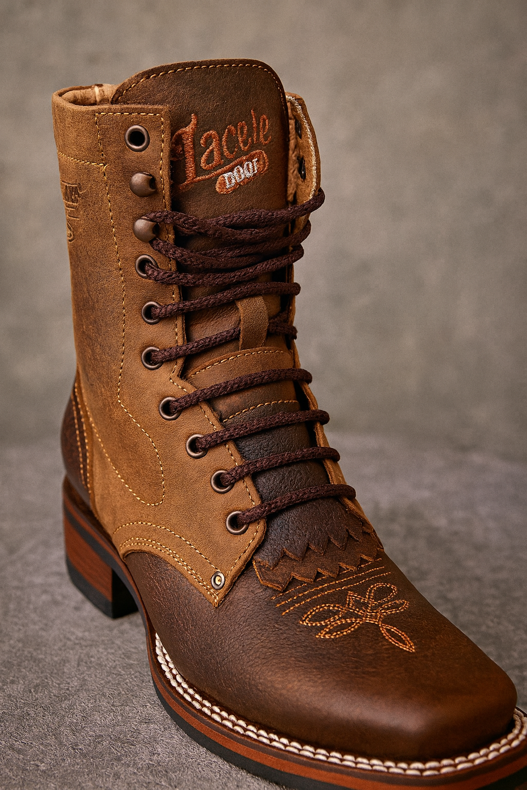 Lace Up Cowboy Boots - EE