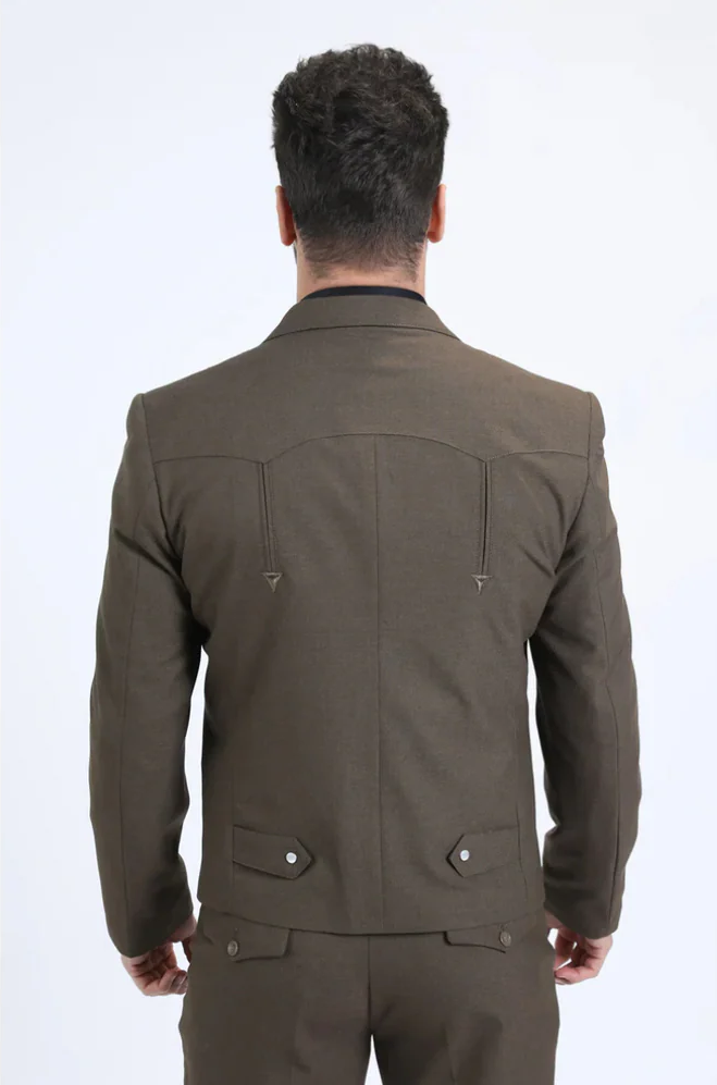 Men's Western Sport Suit - Brown - 58 Long or 58 Regular Jacket+52/54 Adjustable Pants (Fabric: poly/rayon blend)