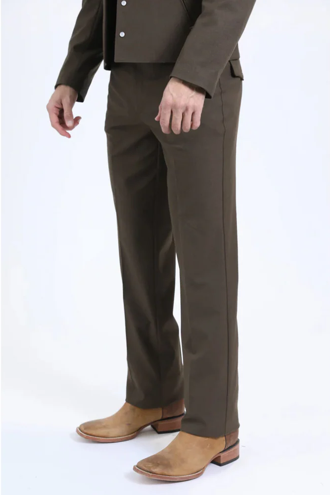 Men's Western Sport Suit - Brown - 58 Long or 58 Regular Jacket+52/54 Adjustable Pants (Fabric: poly/rayon blend)