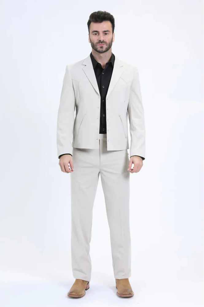 Men's Western Sport Suit - White - 58 Long or 58 Regular Jacket+52/54 Adjustable Pants (Fabric: poly/rayon blend)