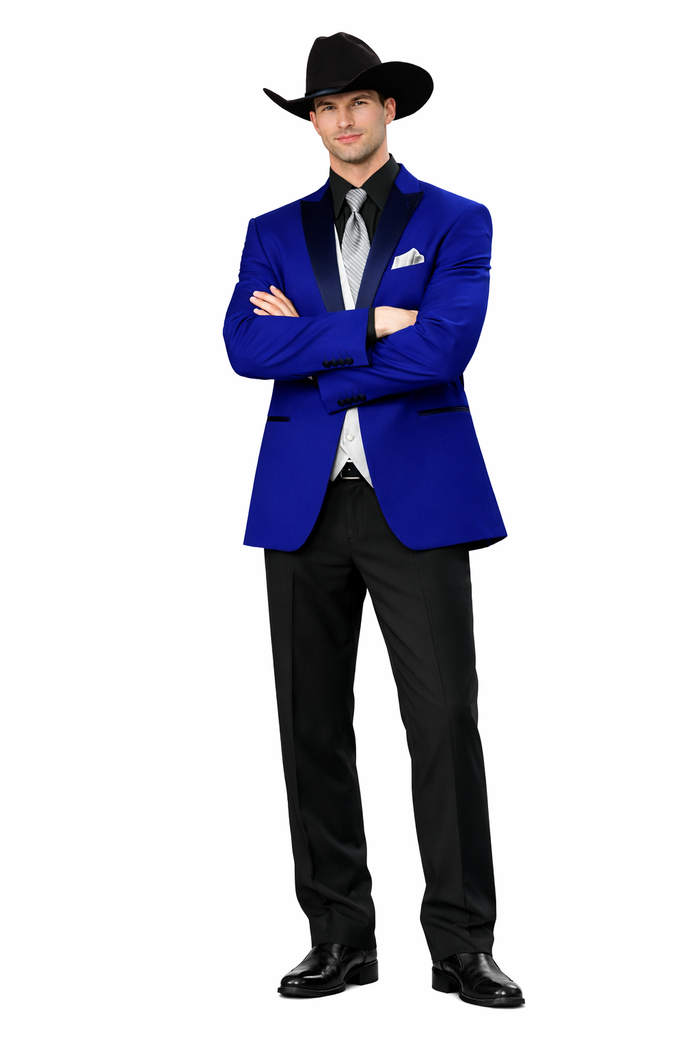 Mens Western Style Suits - Royal Blue Cowboy Suit - Country Wedding Suits Royal Blue Prom 2026 Suits