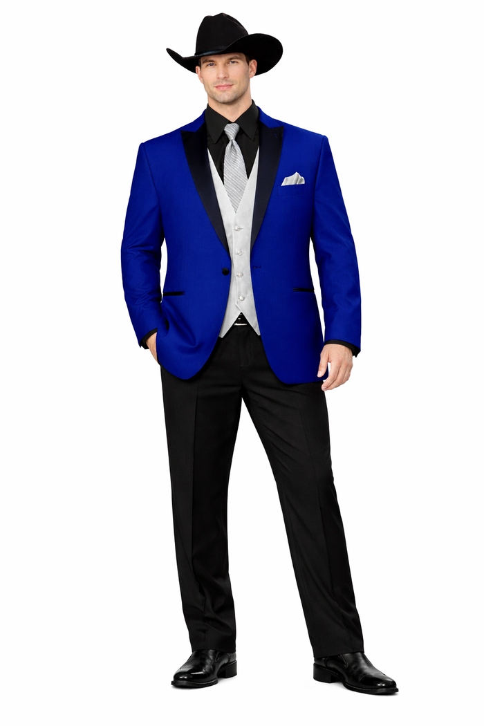 Mens Western Style Suits - Royal Blue Cowboy Suit - Country Wedding Suits Royal Blue Prom 2026 Suits