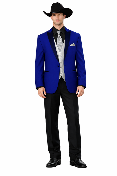 Mens Western Style Suits - Royal Blue Cowboy Suit - Country Wedding Suits Royal Blue Prom 2026 Suits