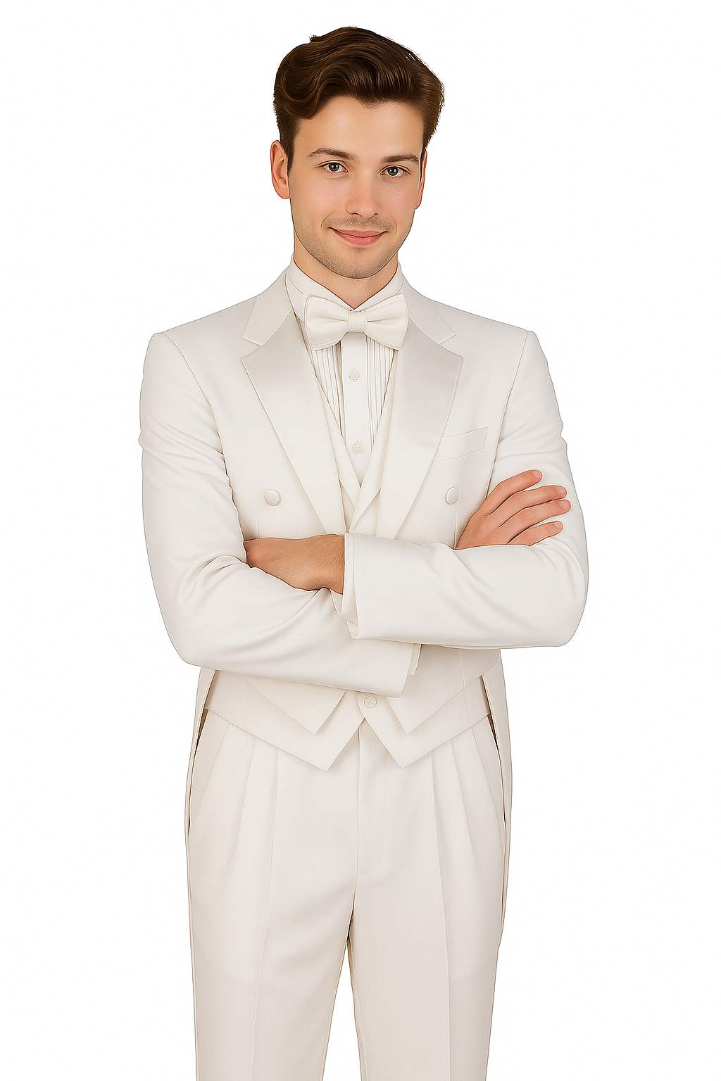 Men's Tuxedo Regular Fit Collection With Tails 3 Piece In White - White