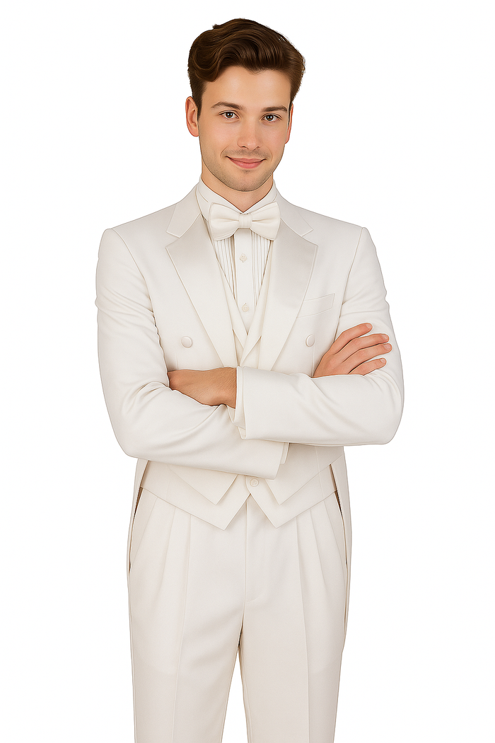 Men's Tuxedo Regular Fit Collection With Tails 3 Piece In White