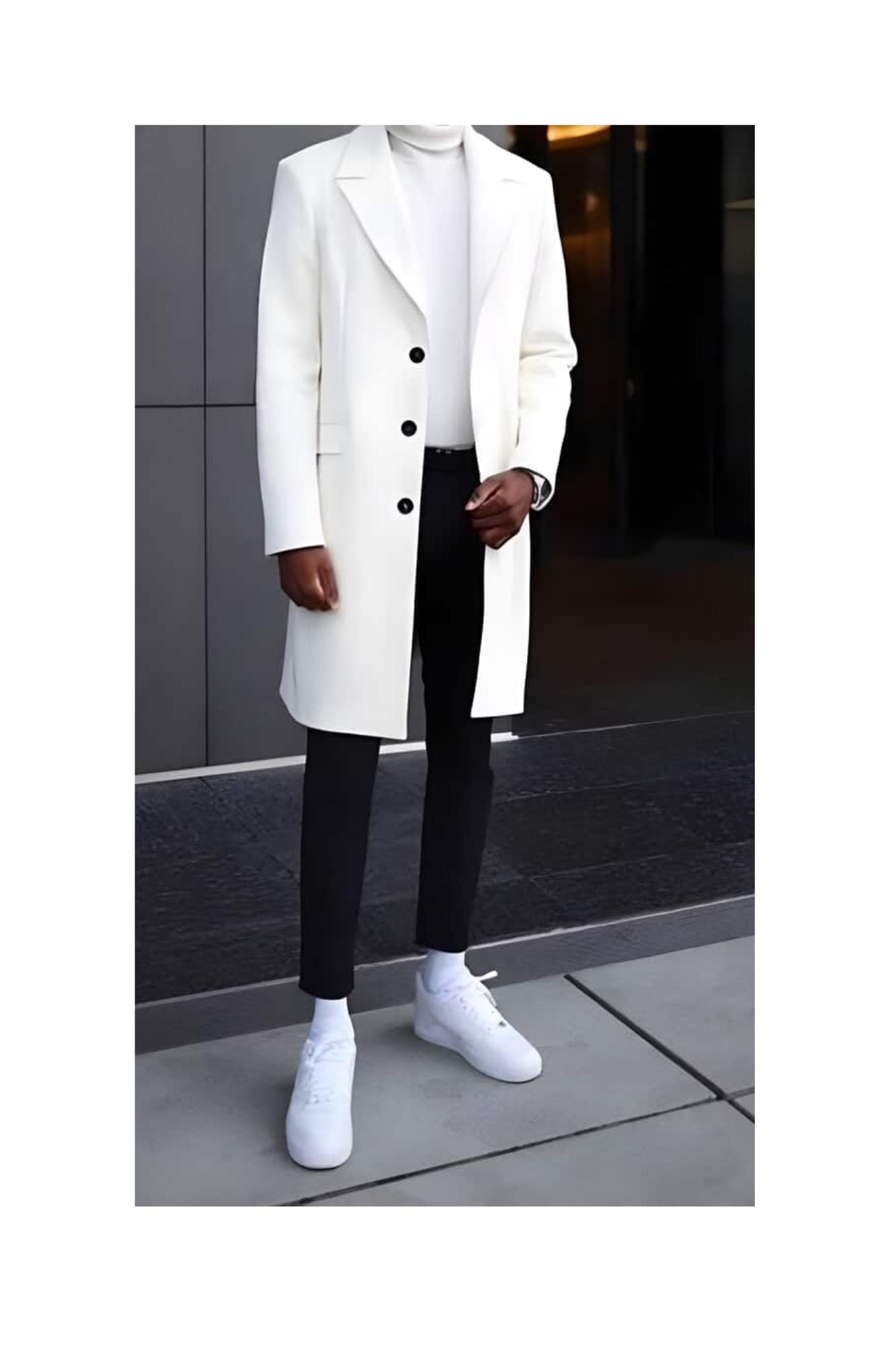 Mens White Overcoat - White Topcoat For Men - Coat Size 38