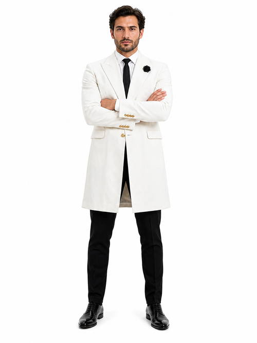 Mens White Velvet Victorian Tailcoat Tuxedo Three Quarter Length Cutaway Stage And Wedding Jacket
