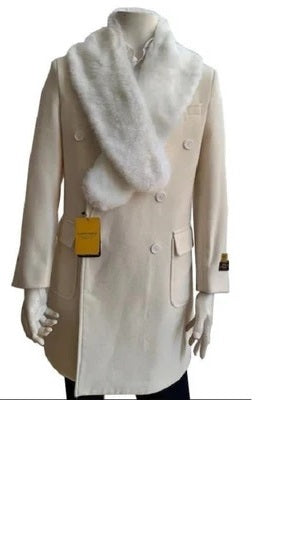 White Mens Wool Coat Cashmere Overcoats Full Length Top White Overcoat